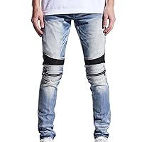 Men's Distressed Skinny Jeans Slim Fit Stretch Biker Denim Trousers Hip Hop Jean Pants Streetwear with Pockets