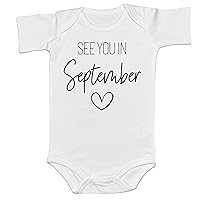 Baby Announcement See You In September Onesie Pregnancy Reveal Infant Shower Gift Coming Soon One-piece Romper (0-6 Months, Short Sleeve Romper)