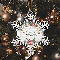 Merry Christmas Wreath Snowflake Ornaments Santa Hat Christmas Bell Metal Snowflake Ornament Holiday Christmas Tree Party Decorations Eucalyptus Greenery Bow Custom Christmas Bauble for Kids Children