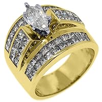 18k Yellow Gold 4.82 Carats Marquise & Princess Diamond Engagement Ring
