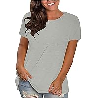 T Shirts for Womens Loose Fit Short Sleeve Casual Summer Tops Ladies Tshirts Pullover Tees Plain Crew Neck Tunic Tops