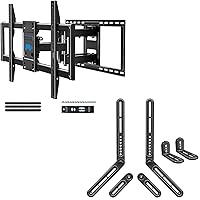 Mounting Dream MD2298-XL Full Motion TV Wall Mount TV Bracket for Most 42-90 Inch TV and MD5420 Soundbar Mount Sound Bar TV Bracket for Mounting Above or Under TV Fits Most of Sound Bars Up to 22 Lbs