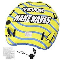 VEVOR Towable Tube for Boating, 1-3 Riders Inflatable Towable Tube with Bumper Fins, 510 lbs Water Sport Towable Tubes for Boats to Pull, Full Nylon Cover, EVA Grab Handles and Speed Safety Valve