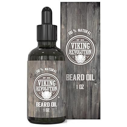 Viking Revolution Beard Oil Conditioner - All Natural Unscented Argan & Jojoba Oils - Softens, Smooths & Strengthens Beard Growth - Grooming Beard and Mustache Maintenance Treatment, 1 Pack