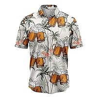 Hawaiian Shirts for Men Bear Printed Casual Short Sleeve Regular Fit Floral Aloha Hawaiian Beach Summer Clothes