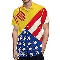 New Mexico-and USA Grunge Flag Casual Mens Short Sleeve Shirts Slim Fit Button-Down T Shirts Beach Pocket Tops Tees