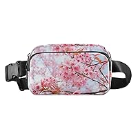 Pink Flower Cherry Blossoms Belt Bag for Women Men Water Proof Belt Bags with Adjustable Shoulder Tear Resistant Fashion Waist Packs for Hiking