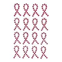 A1U Breast Cancer Awareness Gem Stickers, Pink Ribbon Design Embellishments Crafts DIY Scrapbooks Cards Themed-Party Gift Favor Self-Adhesive Ornaments Accessories Decorations, 1 Pack (16-ct. Packs)