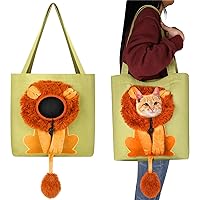 Cunno Pet Canvas Shoulder Bag Lion Shaped Cute Cat Carrier Portable Pet Canvas Shoulder Carrying Bag Chest Cat Bag Outdoor Dog Tote Bag Travel Handbag for Small Cat Dog Animal Supplies (Green)
