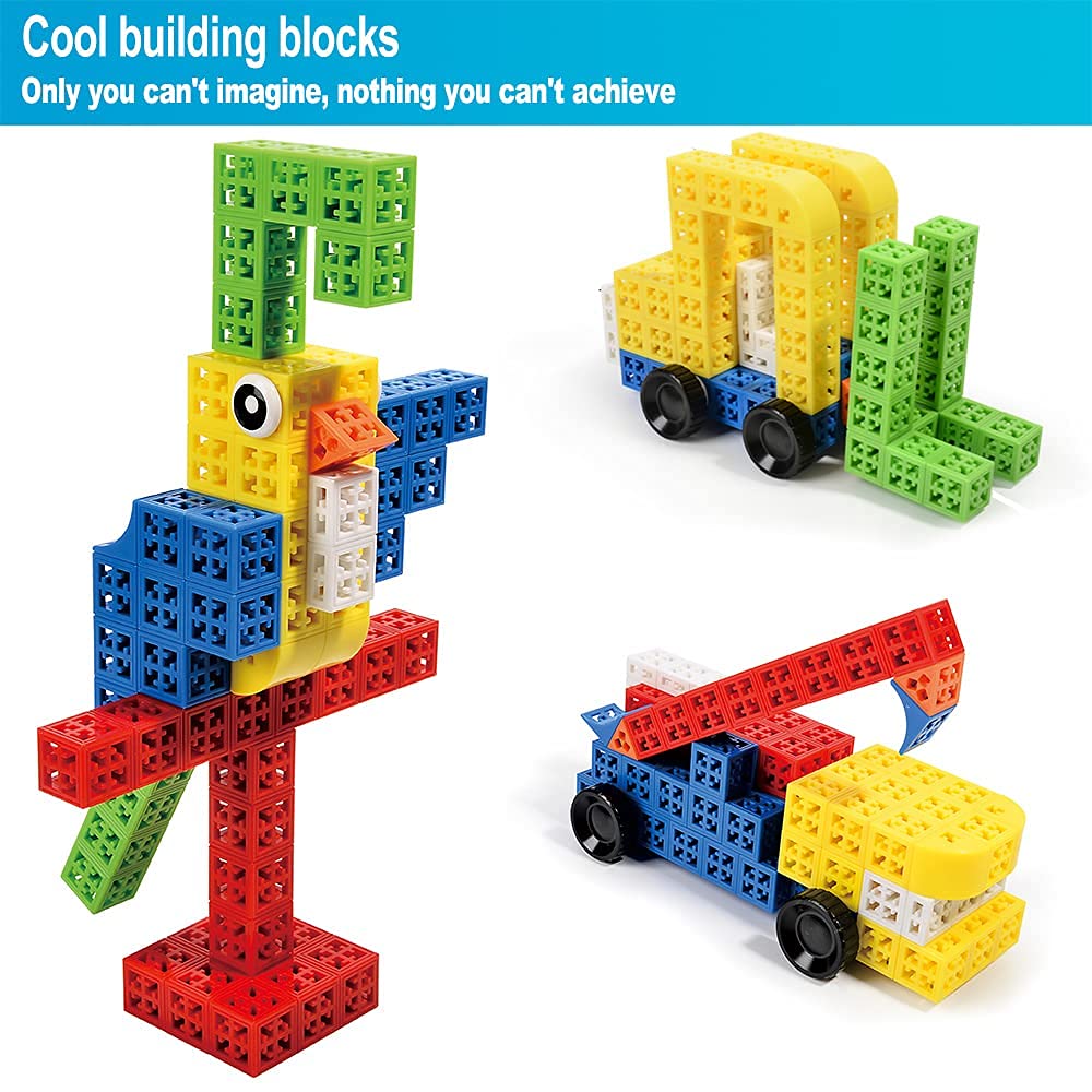 Building Stacking Block Toy, Stack Building Blocks Sensory Toy for Kids STEM Educational Sets Learning & Development Toys Cubes, DIY Build Variations with Funny Puzzle Bricks for Age 3 and Up, 150pcs
