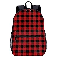 Red Buffalo Plaid Travel Laptop Backpack Lightweight 17 Inch Casual Daypack Shoulder Bag for Men Women