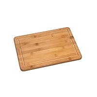 Lipper International Bamboo Wood Kitchen Cutting and Serving Board with Non-Slip Cork Backing, Medium, 13-3/4