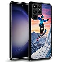 Phone Case for Samsung Galaxy S23 S22 S21 S20 S10 S9 S9+S8 S7 Edge Plus Ultra FE S10e 4G/5G with Snowboarding Sport-Art cc21 Design Slim Rubber Black Frame Shockproof
