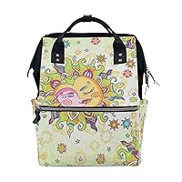Diaper Bag Backpack Sun Moon and Stars Tote Bag Daypack Multi-Functional Nappy Bags