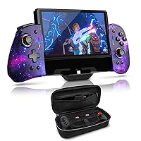NexiGo Switch Accessories Essential Kit, Enhanced Switch/Switch OLED Controller for Handheld Mode, 6-Axis Gyro, Turbo, Mapping, Game Storage Case with 10 Game Card Holders