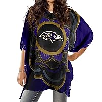 Littlearth womens With Design NFL Sheer Flower Caftan Beach Pool Cover Up Swimsuit Cover Up, Team Color, One Size Fits Most Fans US