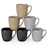 Coffee Mugs Set of 6, 16 Oz Coffee Mugs, Porcelain Mugs, Large and Easy to Grip Mug Sets, Embossed Coffee Cup Set for Coffee, Multicolor-9