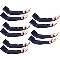 CAWANFLY 5 Pairs Protective Arm Sleeves, Level 5 Protection Cut Resistant Sleeve with Thumb Hole (Black)