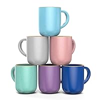Set of 6 Large 16 Ounce Ceramic Coffee Mugs (Pastel Sparkles)