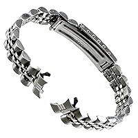 12mm Name Brand Curved End Fold Over Clasp Stainless Steel Ladies Watch Band