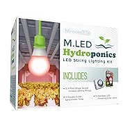 Miracle LED Hydroponics LED Indoor Grow Light Kit - Includes 1 Ultra Grow Red Spectrum 150W Replacement Grow Light Bulbs & 1 Single-Socket Corded Fixture with SproutMatic Timer (2-Pack)