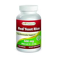 Best Naturals Red Yeast Rice with CoQ10, 120 Capsules - Cardiovascular Formula Contains 600 mg of Red Yeast Rice ans 30 mg of CoQ10