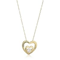 Amazon Collection Sterling Silver Cubic Zirconia Grandma Double Heart Pendant Necklace
