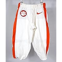 2016-18 Clemson Tigers Game Issued Pos Used White Pants Orange Nike 28 030S - College Game Used
