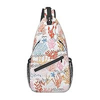 Coral Reef Sling Backpack, Multipurpose Travel Hiking Daypack Rope Crossbody Shoulder Bag