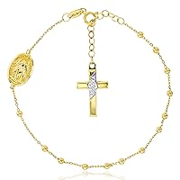 14K Two-Tone Gold Virgin Mary & Dangling Cross 7
