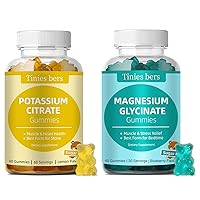 Potassium Gummies and Magnesium Glycinate Gummies for Adults Kids, Sugar Free, Gluten Free, Non GMO, Pectin, Vegan