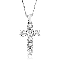 NATALIA DRAKE 1/10 Cttw Diamond Christian Cross Necklace for Women in 925 Sterling Silver Color J-K/Clarity I3