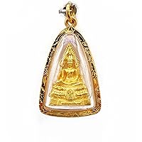 Phra Phuttha Chinnarat Pendant Charm Thai Buddha Amulet With Case 22k Thai Baht Yellow Gold Plated Jewelry From Thailand
