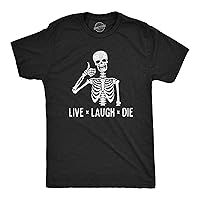 Mens Live Laugh Die Tshirt Funny Halloween Skeleton Sarcastic Quote Saying Graphic Novelty Tee