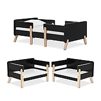 Osko Convertible Toddler Bed Made with Sustainable New Zealand Pinewood in Black, JPMA & Greenguard Gold Certified, Non-Toxic Finish