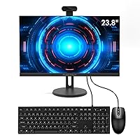 24” All-in-One Computers, i7 Quad-Core Desktop Computer with Camera, 8G Ram 512G SSD IPS HD Display, WiFi Bluetooth for Home Entertainment Business Office (i7-Black)