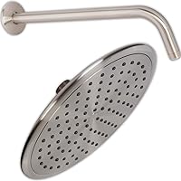 Waterfall Shower Head And Arm - 9 Inch Large Luxury Rain Showerhead For High Flow Overhead Showers With 12 Inch Stainless Steel Shower Arm And Flange, 2.5 GPM - Brushed Nickel