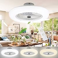 Herrselsam Ceiling Fan with Lighting 80 W Quiet Ceiling Lamp with Fan Adjustable Wind Speed and 3 Colour Temperatures with Timer for Living Room Bedroom [Energy Class E]