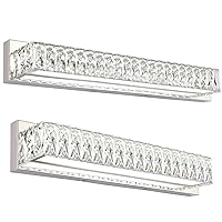 ZUZITO Bundle Crystal Dimmable Led Bathroom Vanity Light Fixtures 23 inch with 30 inch Bath Wall Lighting