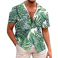 Shirts for Men, Summer Button Down Short Sleeve Tees Tshirts Shirt Collar Hawaiian Printed Shirts Casual Beach Tops