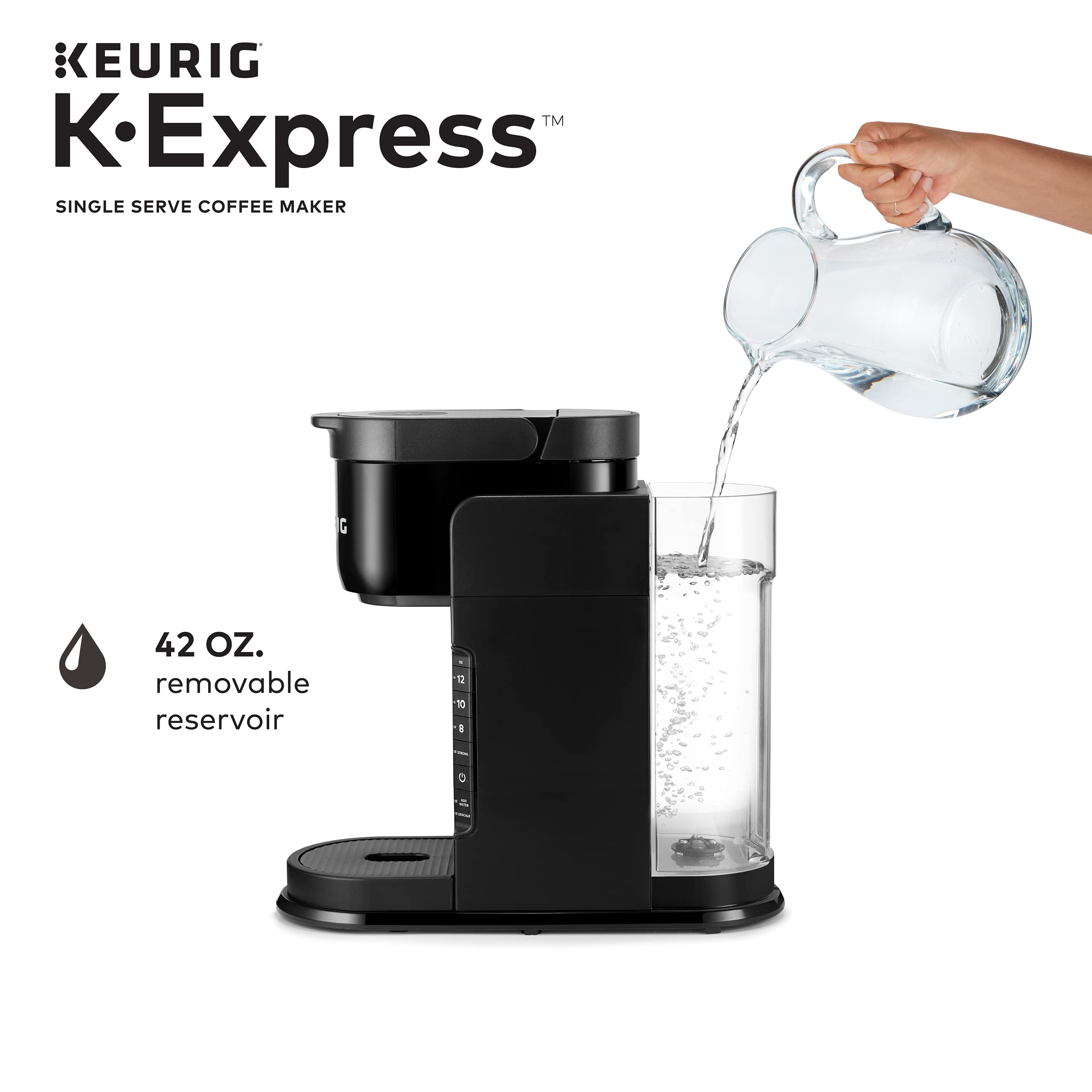 Keurig K-Express Coffee Maker, Single Serve K-Cup Pod Coffee Brewer, Black, 12.8” L x 5.1” W x 12.6” H