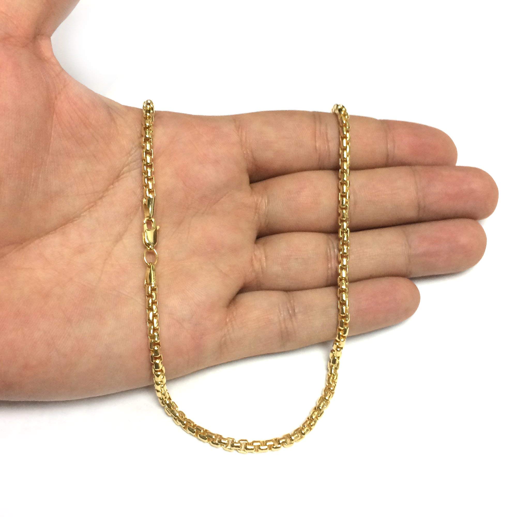 14K Yellow Gold Filled Round Box Chain Bracelet, 3.4mm, 8.5