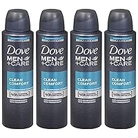 Men + Care Clean Comfort Spray Deodorant & Antiperspirant 150ml / 3.8 Ounce,(4 Pack)
