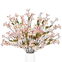 Artflower 6 Pack Artificial Silk Plum Blossom 23.6’’ Fake Plum Flower Stems Cherry Flowers Cherry Blossom Branches Arrangements for Table Centerpieces Home Wedding Party Decoration, Light Pink