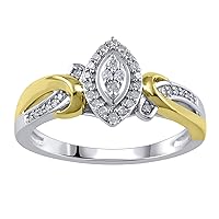 925 Sterling Silver 1/6 Carat Round-Cut (J-K Color, I2-I3 Clarity) Natural Diamond Ring for Women
