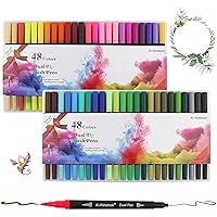 Soucolor Art Brush Markers Pens for Adult Coloring Books, 34 Colors  Numbered Dual Tip (Brush and Fine Point) Marker Pen for Kids Note taking  Planner
