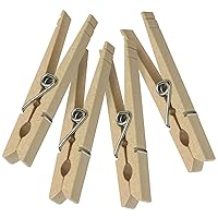 Honey-Can-Do DRY-01374 Wood Clothespins with Spring, 24-Pack, 3.3-inches Length,Brown
