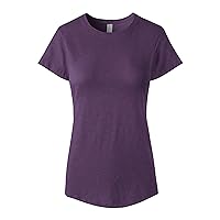 Womens Scoop Neck Longline Tee Round Bottom T Short Sleeve Modal Shirts