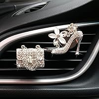 2 Pieces Crystal High Heel Shoe and Bag Air Vent Clips Rhinestone Car Air Freshener Clip Bling Car Clip Gift Decorations Charm Car Inter Air Vent Decor Accessories for Girls Women