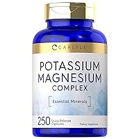 Potassium Magnesium Supplement | 250 Count | Non-GMO & Gluten Free Complex | by Carlyle